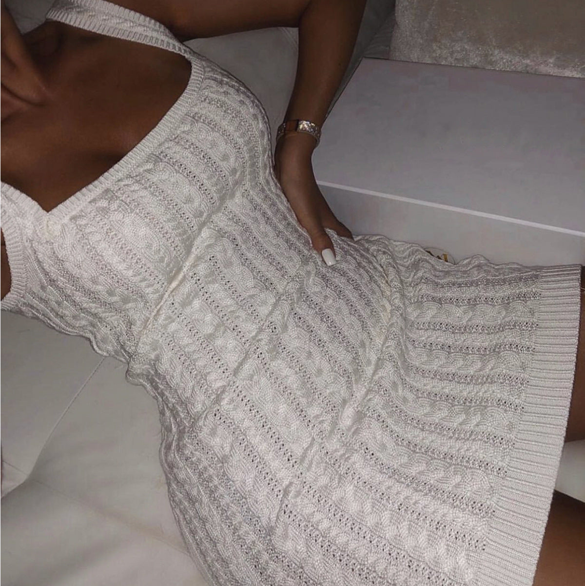Women's knitted dress in a body-hugging style