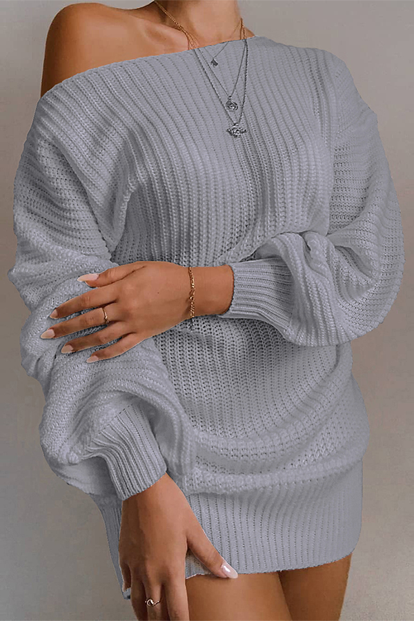 WW | Casual Autumn Off-the-Shoulder Knit Dress for Women