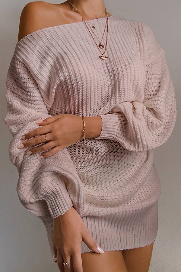 WW | Casual Autumn Off-the-Shoulder Knit Dress for Women