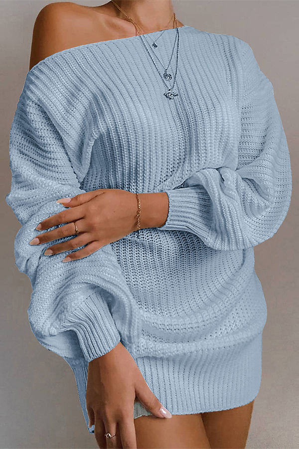 WW | Casual Autumn Off-the-Shoulder Knit Dress for Women
