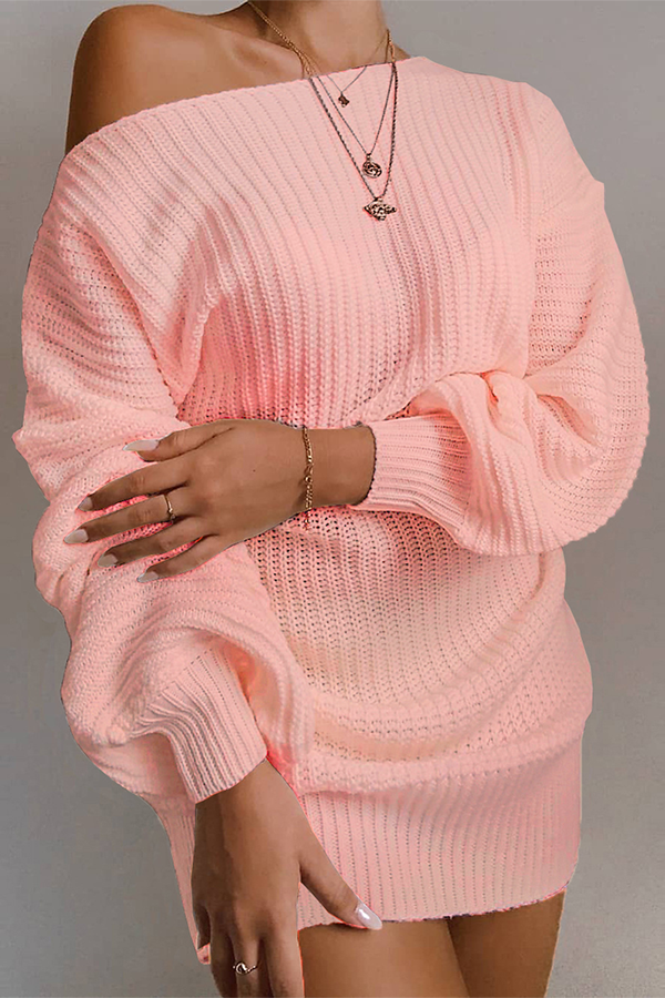 WW | Casual Autumn Off-the-Shoulder Knit Dress for Women