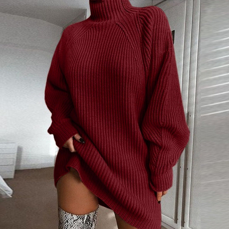 Sweater dress with polo collar