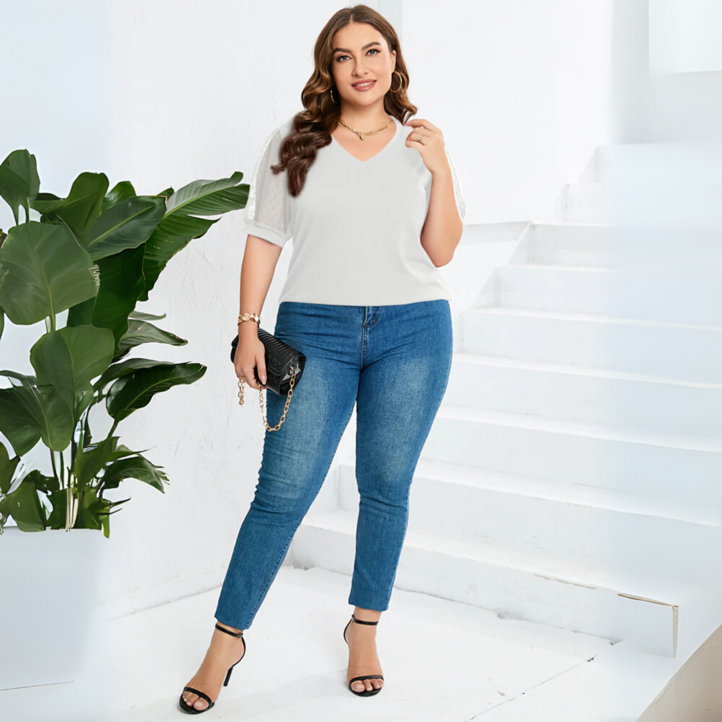 Sophora | Elegant V-Neck Top