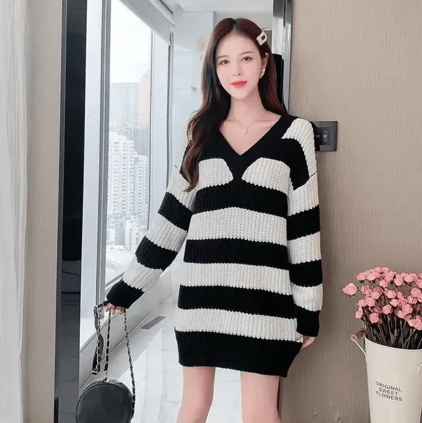 WW | High-quality long-sleeved knit dress for women