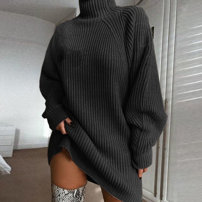 Sweater dress with polo collar