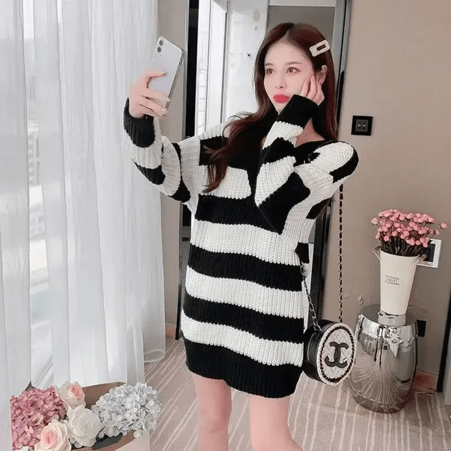 WW | High-quality long-sleeved knit dress for women