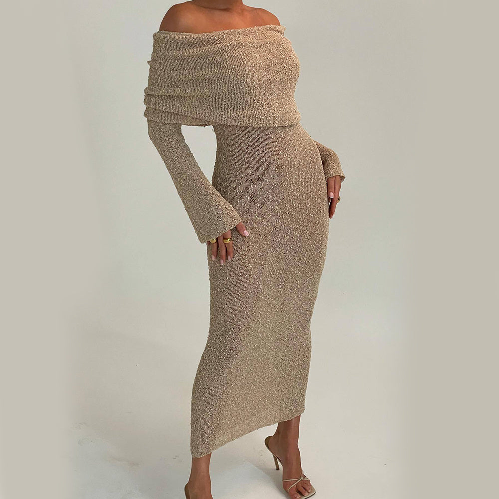 WW | Women's One-Sided Long-Sleeved Knit Dress