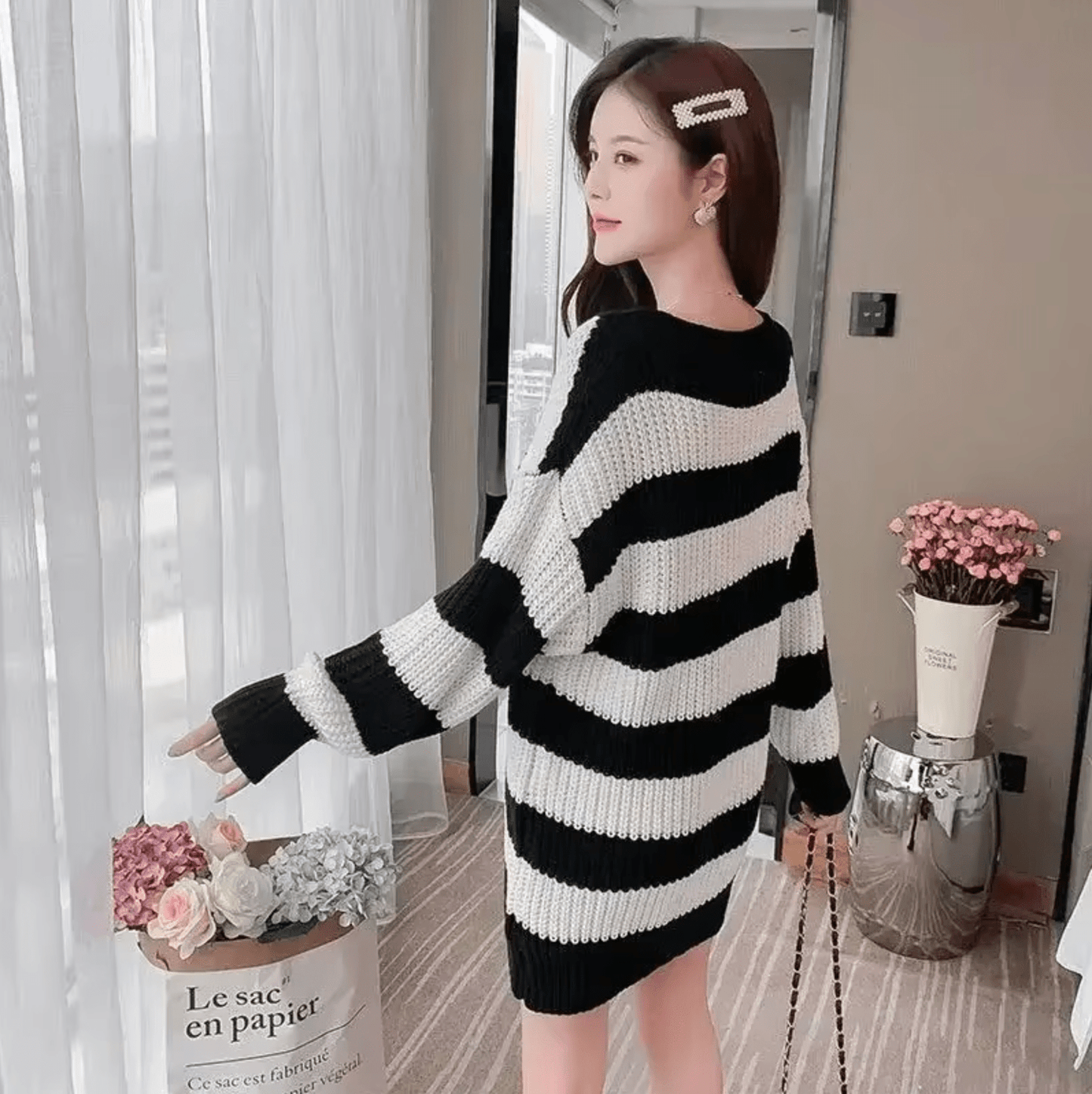 WW | High-quality long-sleeved knit dress for women