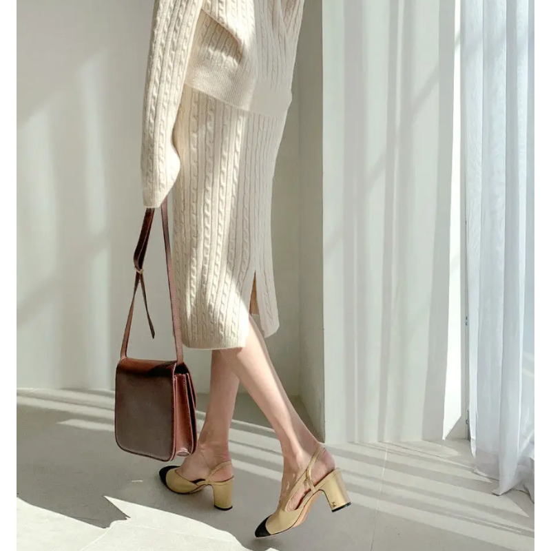 WW | Long Sleeve Sweater and Skirt Combination with Loose Fit, Knitted Women's Dress