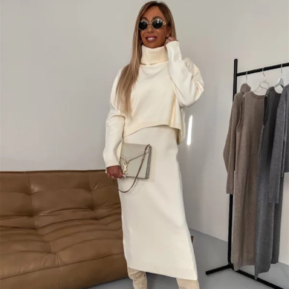 WW | 2-piece knit suit with turtleneck sweater and sleeveless long dress