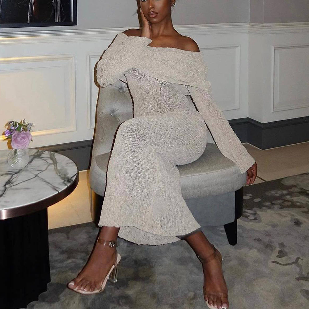 WW | Women's One-Sided Long-Sleeved Knit Dress