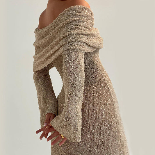 WW | Women's One-Sided Long-Sleeved Knit Dress