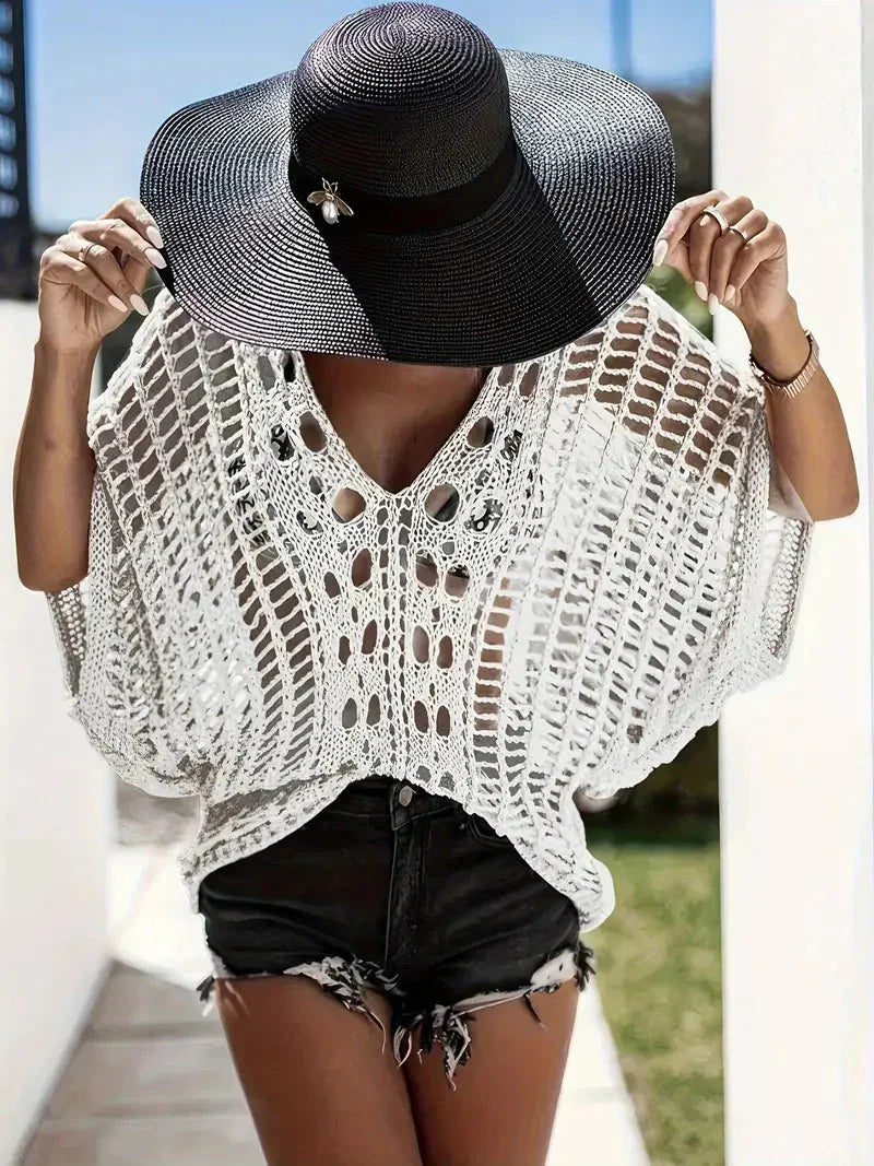 Cover-up shirt, boho style, crocheted, bikini cover-up, beachwear