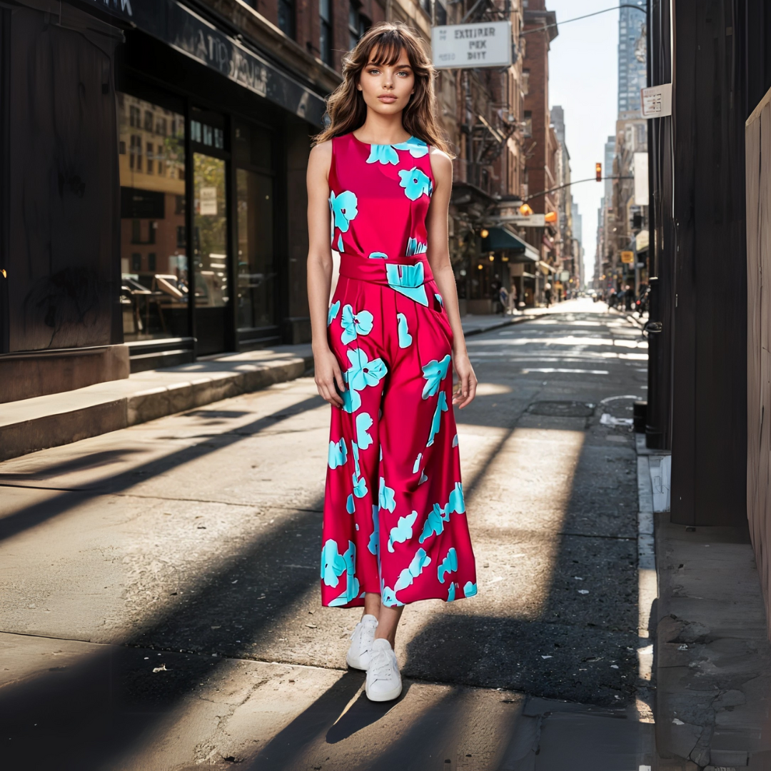 Kara | Elegant Floral Print Tunic Evening Dress