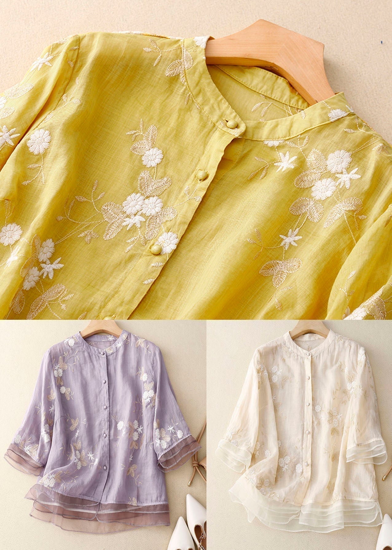 Kourtney | Chic Blouse with Embroidered Accents