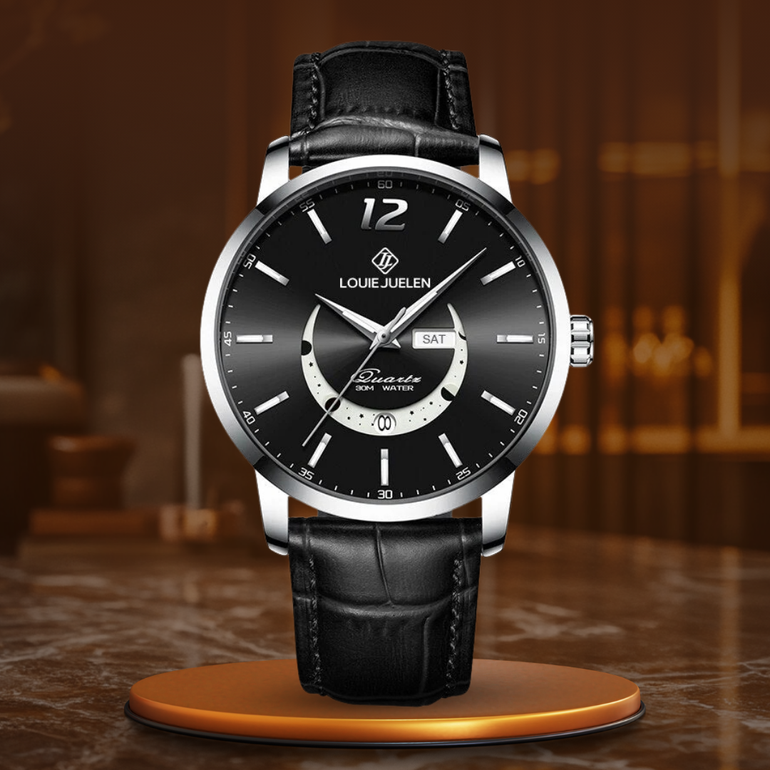 Elegant Moonphase Watch with Luminous Calendar Week