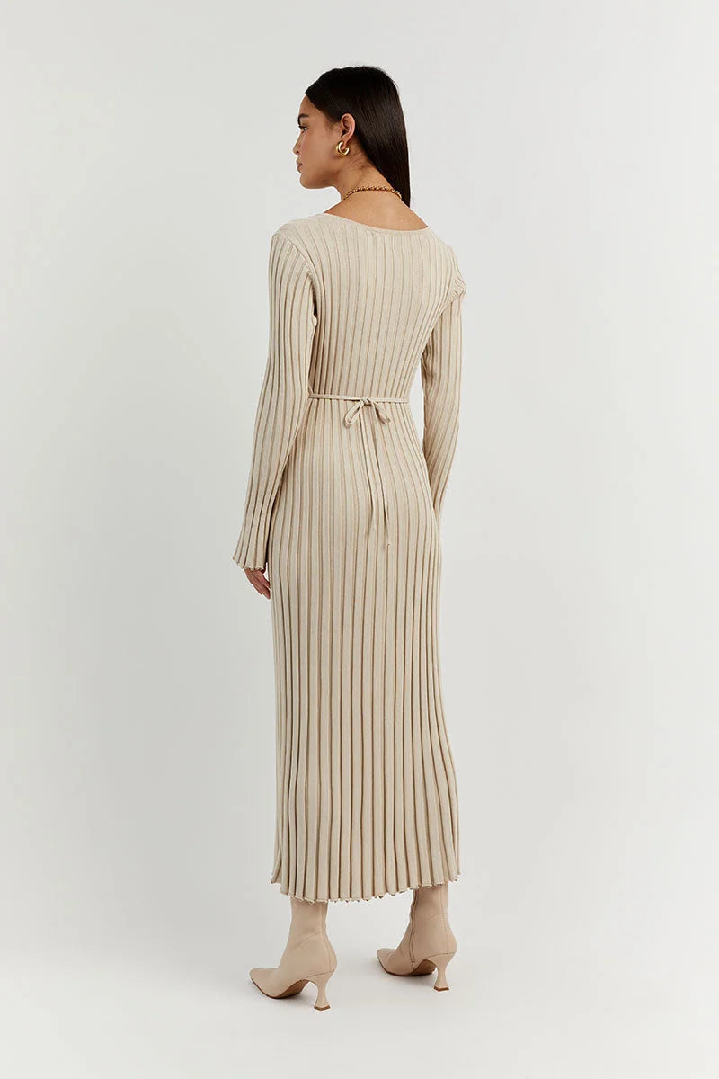 WW Knit Dress | Modern long-sleeved women's dress with V-neck