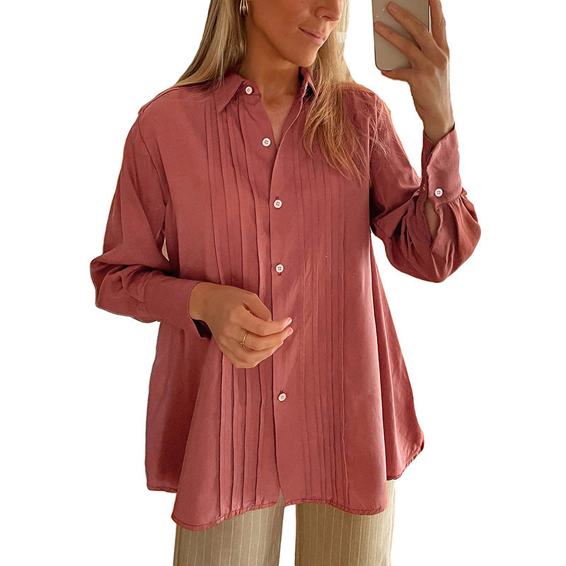 Women's blouse with elegant pleats and a loose cut WW