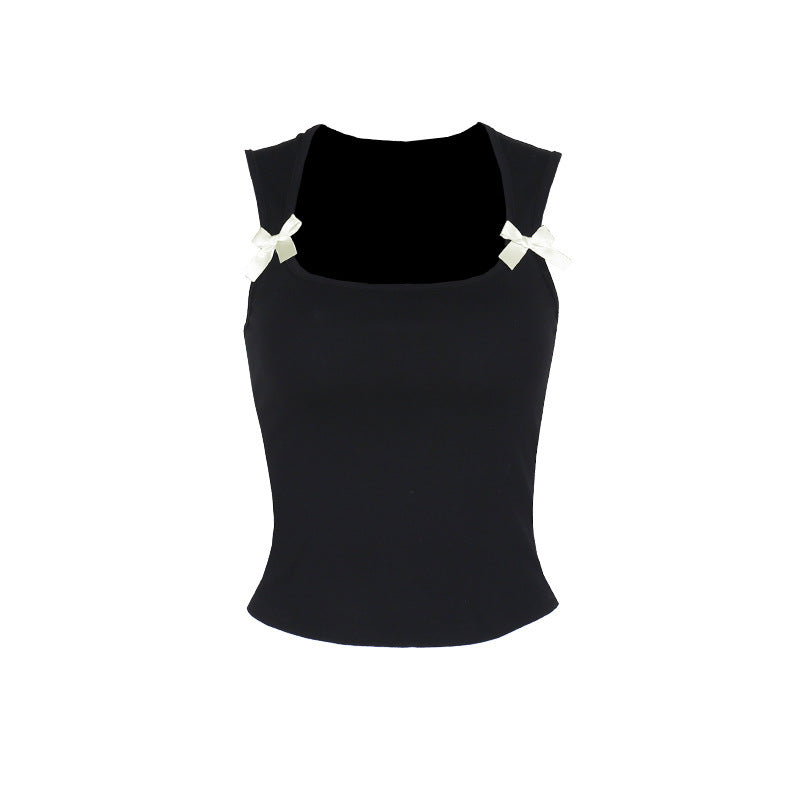 Women's sleeveless top with adjustable bow details W&W