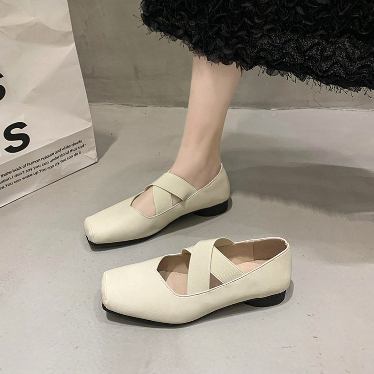 Women's ballerina flats with elastic cross-band design W&W