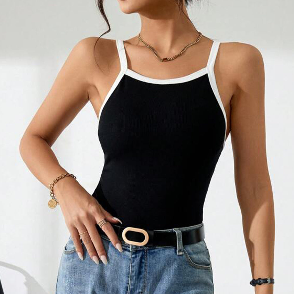 Women's äsleeveless top with elegant contrast design W&W