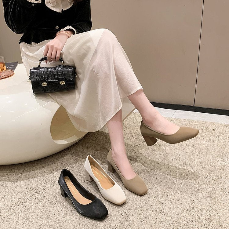 Women's comfortable block heel pumps W&W