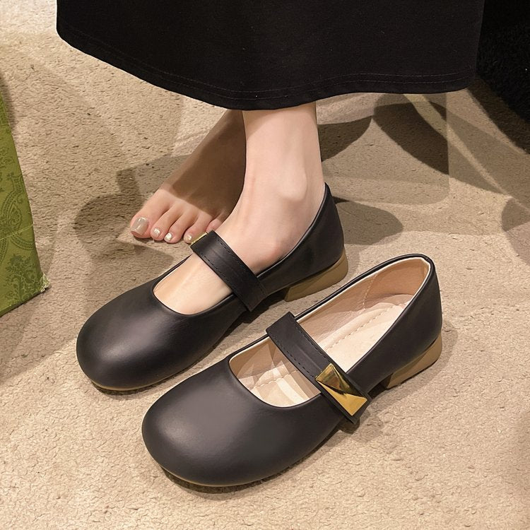 Women's ballerinas with decorative strap and gold appliquŽ W&W