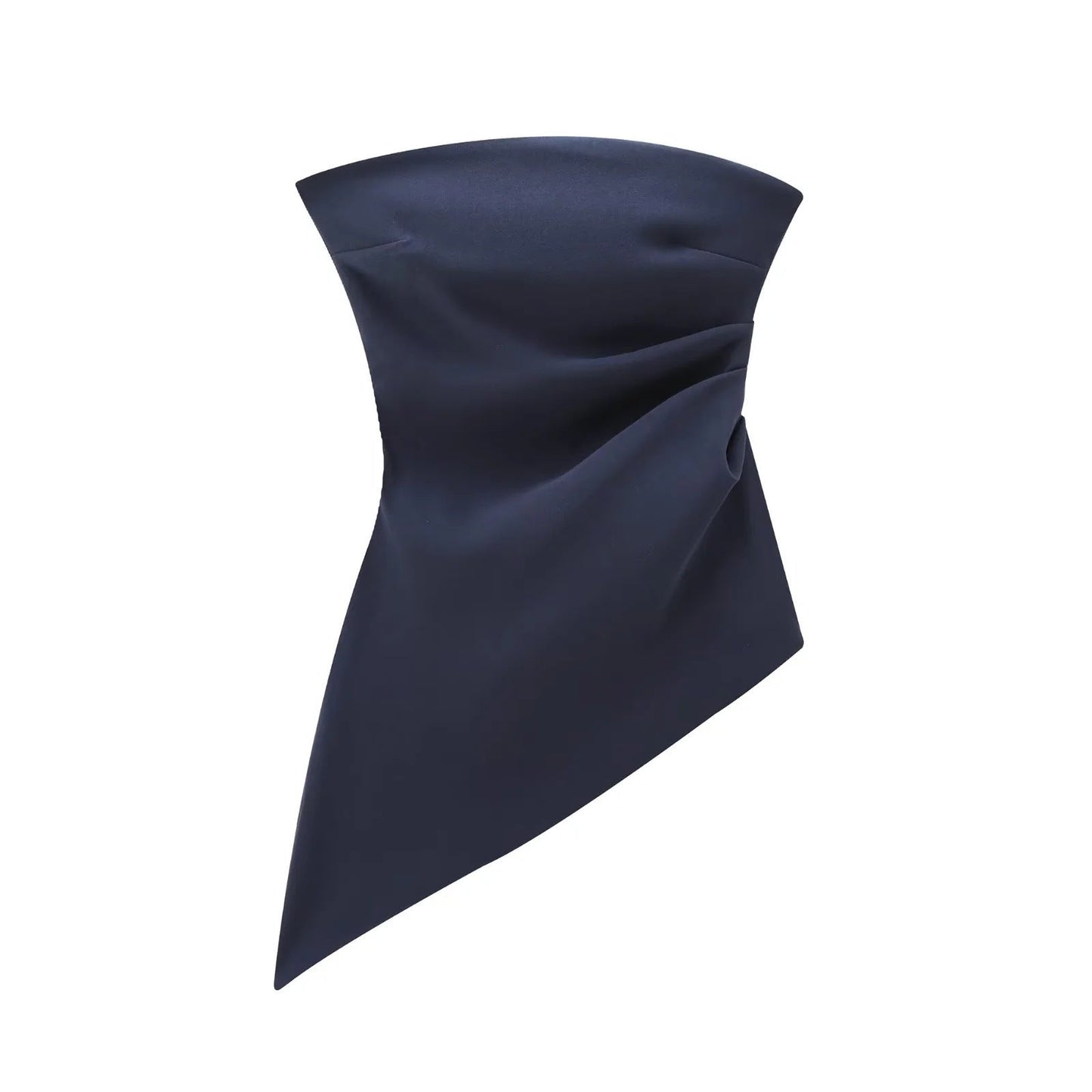 Women's asymmetric top in silky fabric with draping W&W