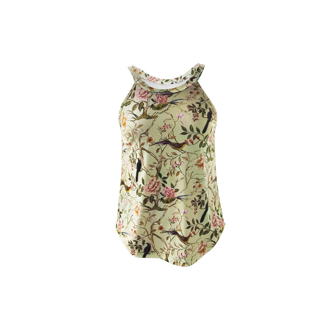 Women's Sleeveless Floral High Neck Shirt WW