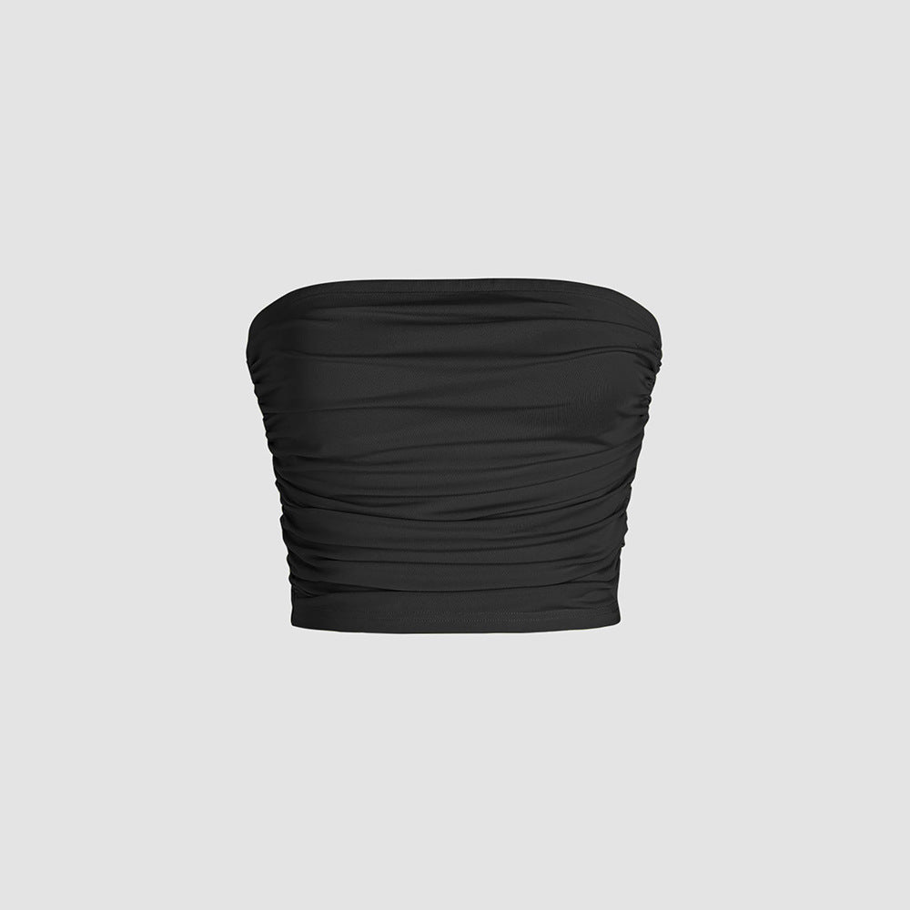 Women's bandeau top with elastic gathers and figure-hugging cut W&W