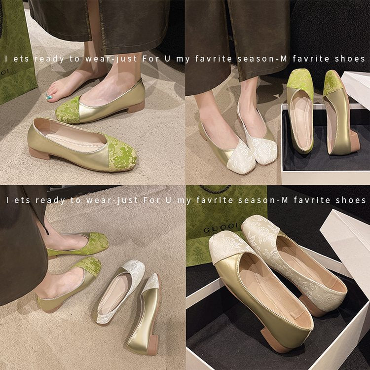 Women's ballerinas with an elegant mix of leather and fabric W&W