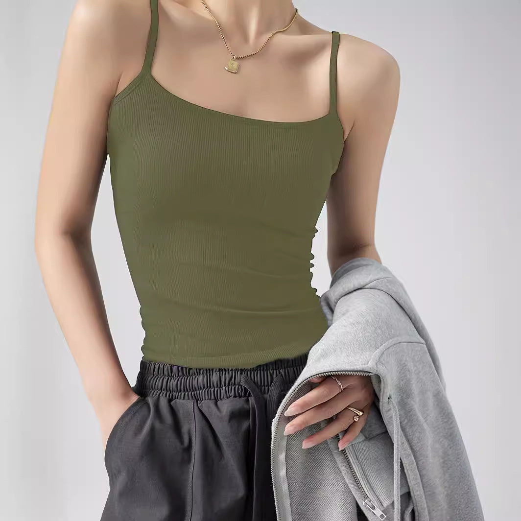 Women's sleeveless ribbed shirt with fashionable cut WW
