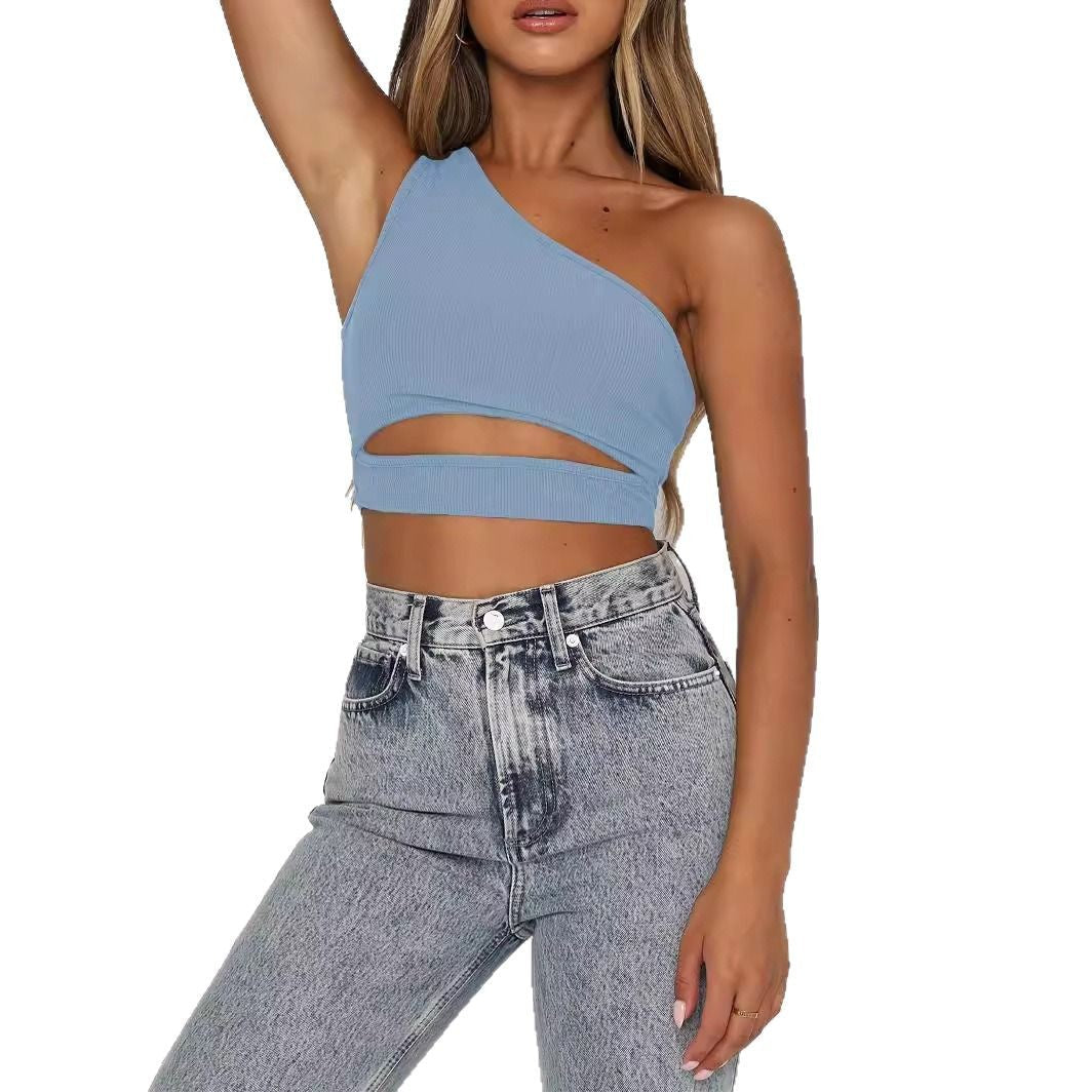 Women's asymmetrical crop top with cut-out design WW