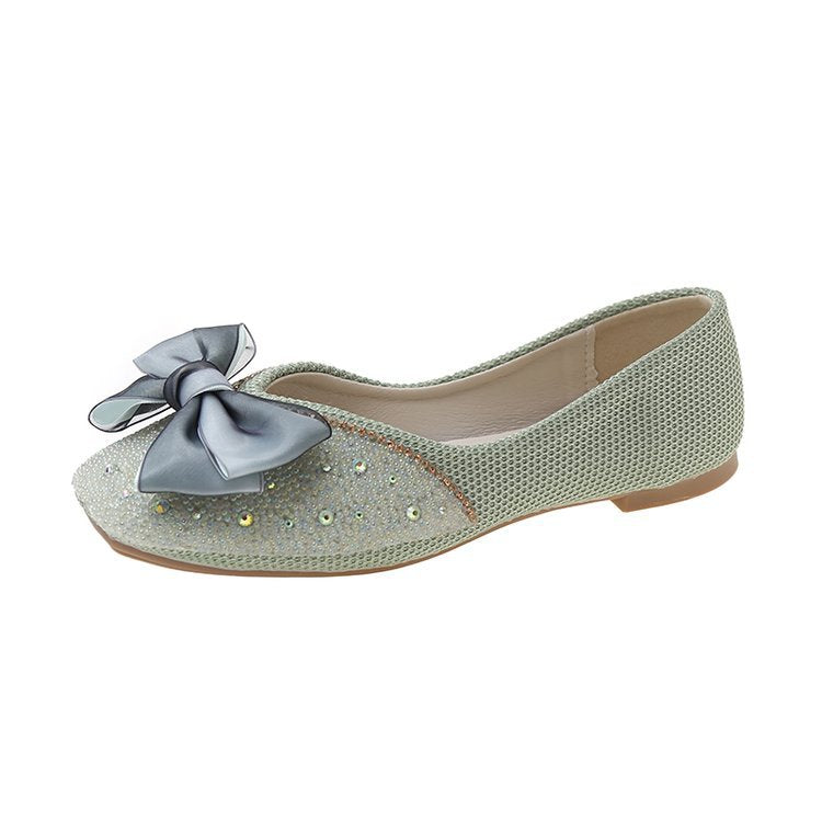 Women's ballerinas with elegant bow appliquŽ and sparkling rhinestone details W&W