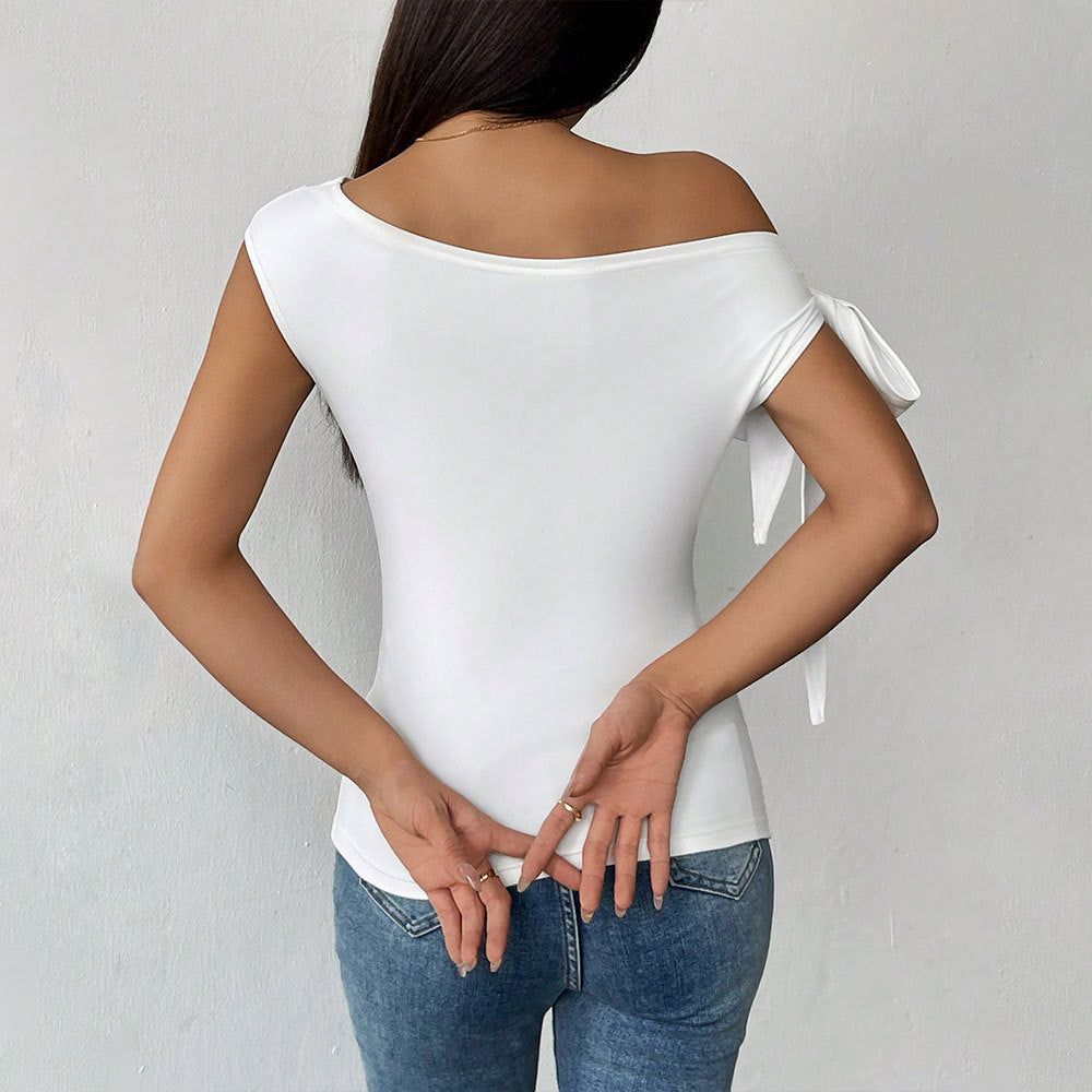 Women's asymmetric crop top with creative knot details W&W