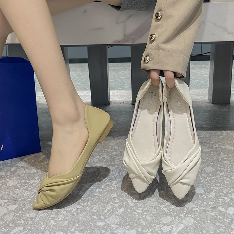 Women's ballerinas with elegant knot details and non-slip sole W&W