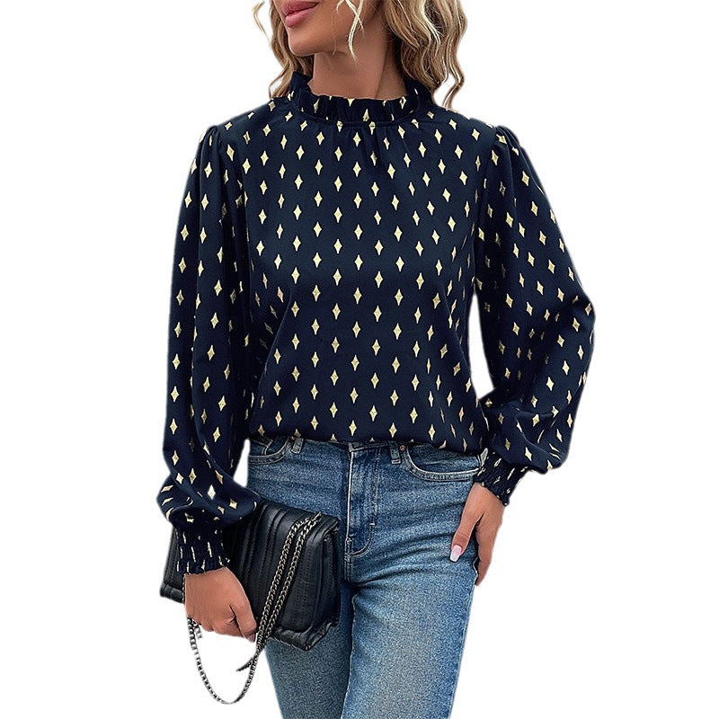 Women's blouse with elegant collar and fashionable pattern WW