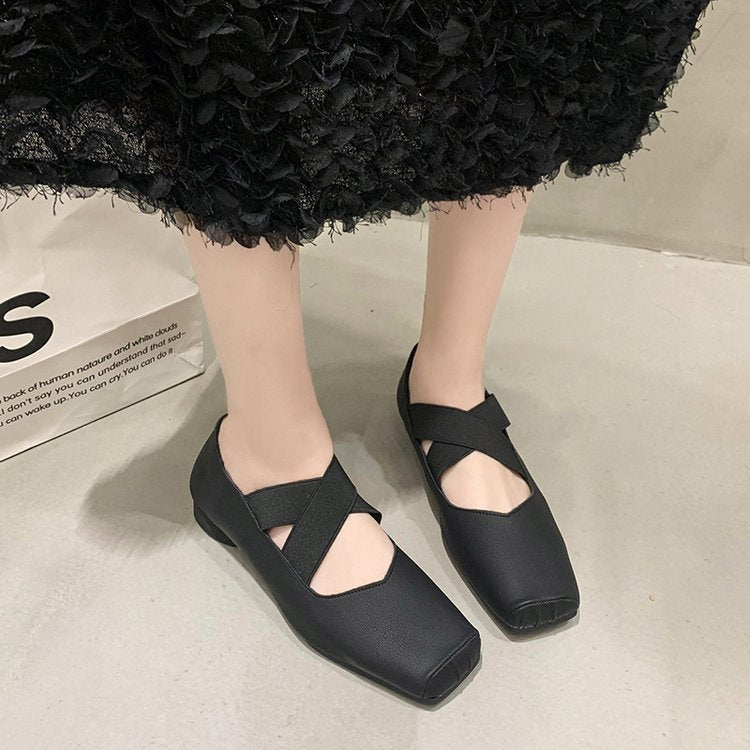 Women's ballerina flats with elastic cross-band design W&W
