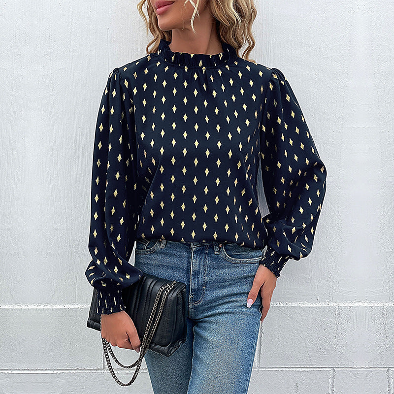 Women's blouse with elegant collar and fashionable pattern WW
