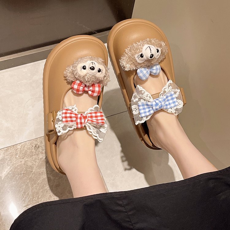 Women's comfortable clogs with cute animal motif and adjustable strap W&W