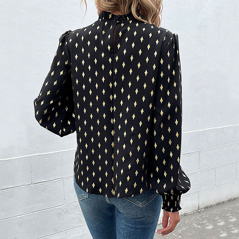 Women's blouse with elegant collar and fashionable pattern WW