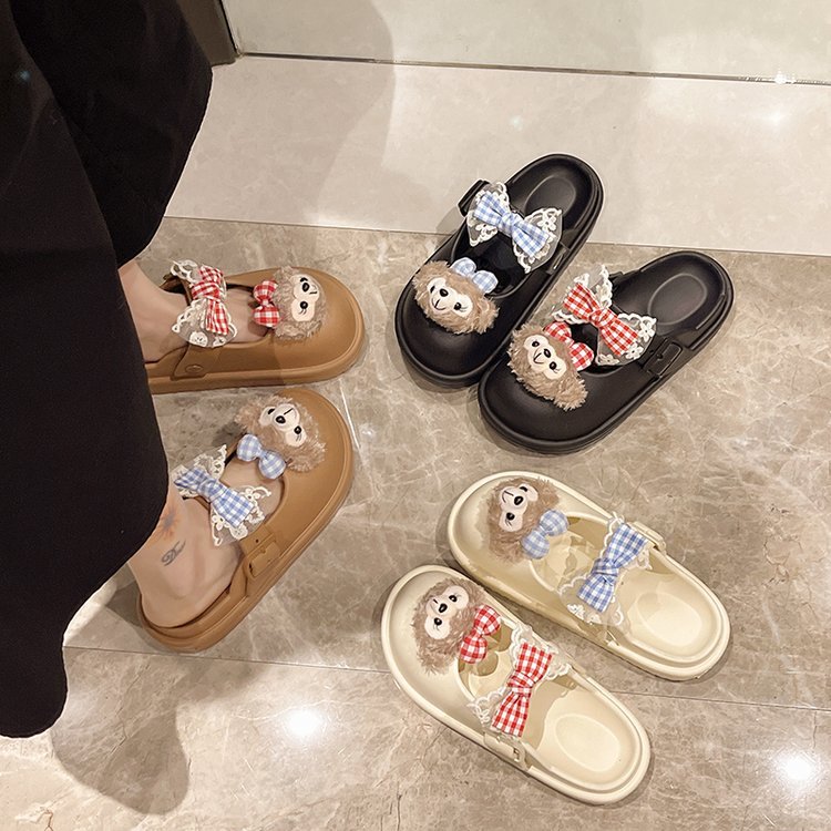 Women's comfortable clogs with cute animal motif and adjustable strap W&W