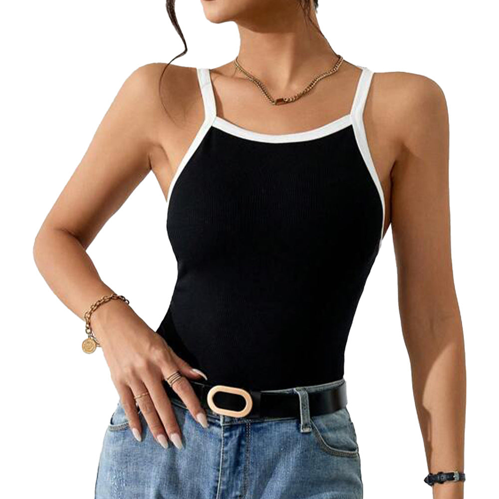 Women's äsleeveless top with elegant contrast design W&W