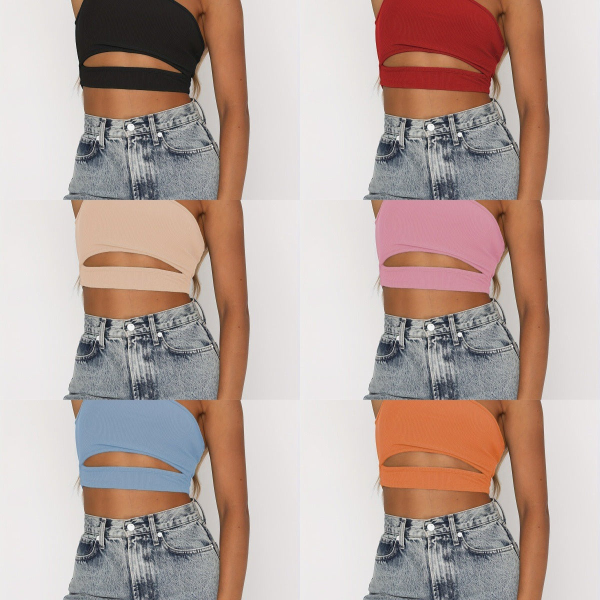 Women's asymmetrical crop top with cut-out design WW
