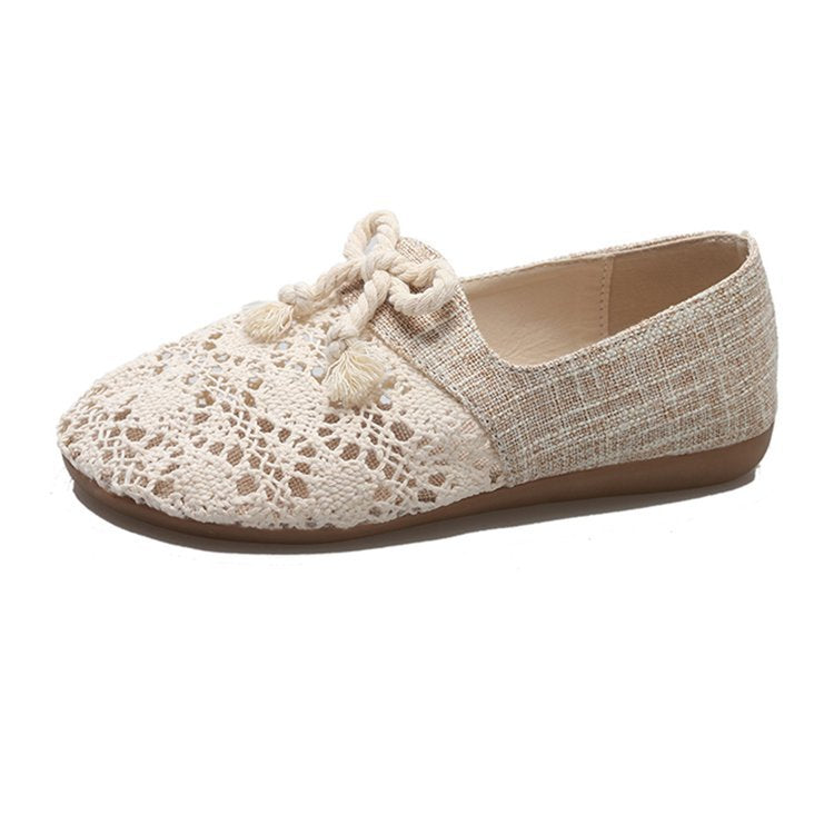 Women's ballerinas with sophisticated crochet lace and high-quality upper material W&W