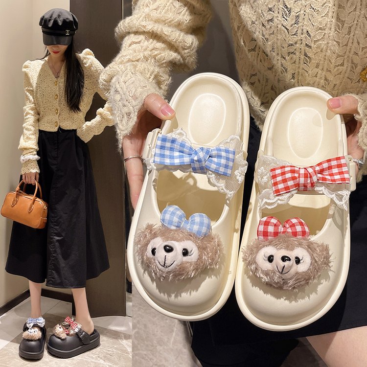 Women's comfortable clogs with cute animal motif and adjustable strap W&W