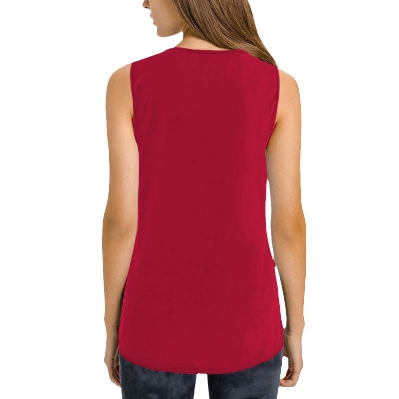 Women's sleeveless blouse shirt with fashionable V-neck and loose silhouette WW