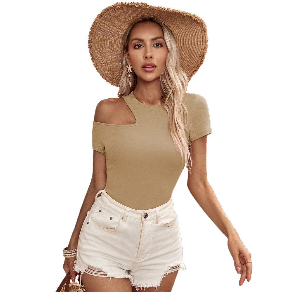Women's asymmetric top with elegant cut-out W&W