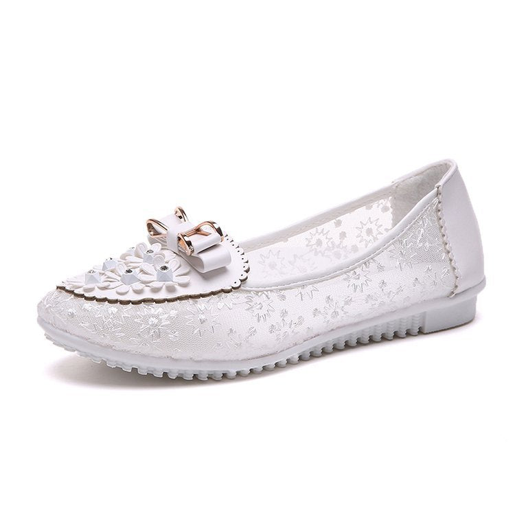 Women's ballerinas with floral design and glamorous bow detail W&W
