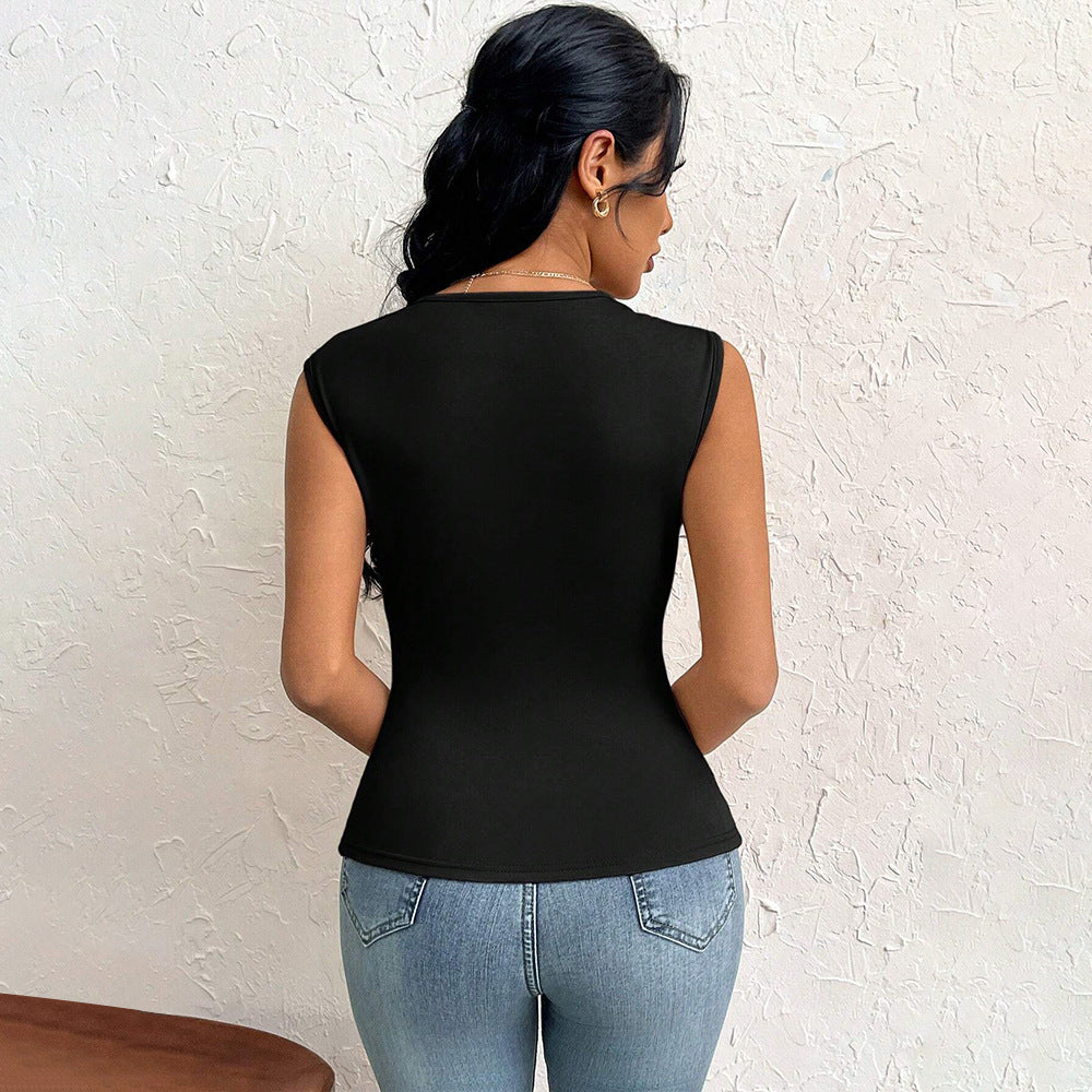 Women's asymmetric long-sleeved top with modern wrap design W&W